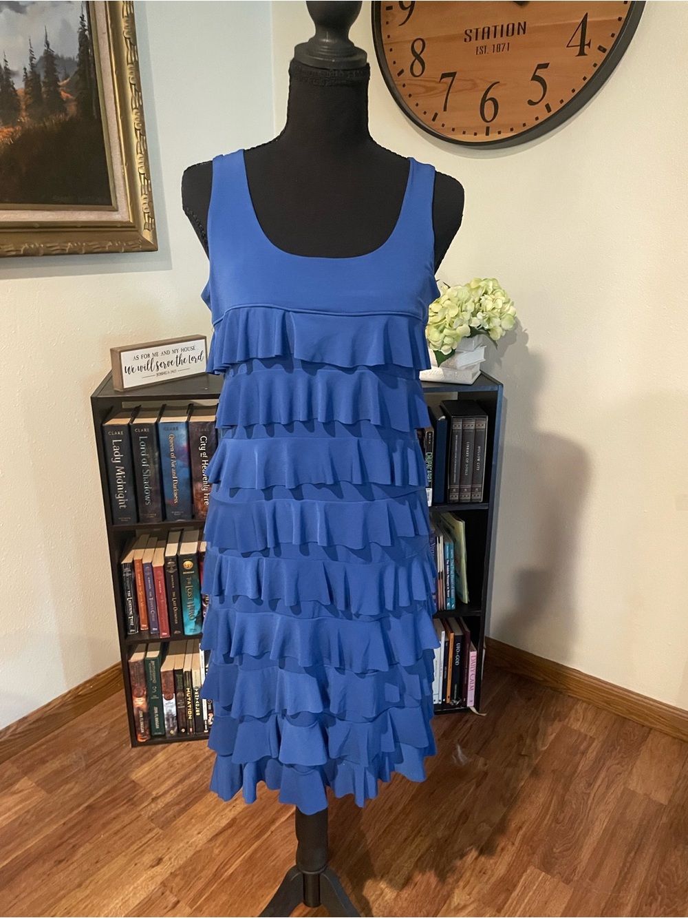 Fashque Blue Ruffle Vacation Dress